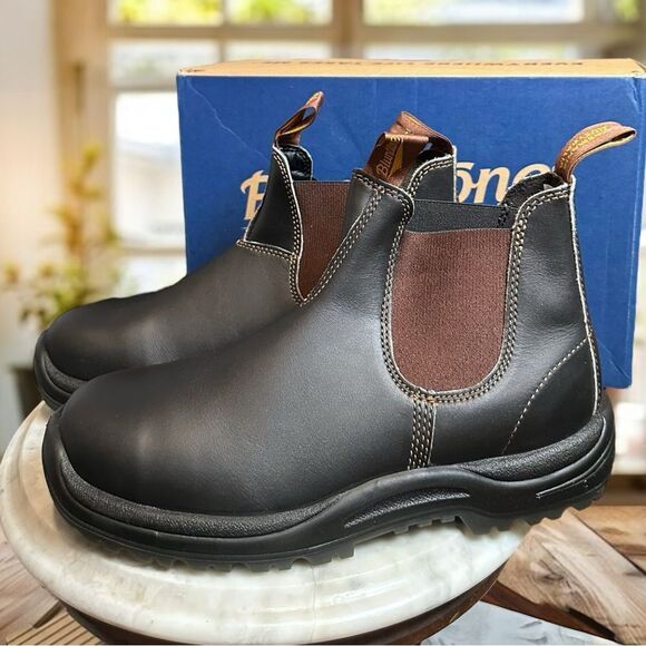 BLUNDSTONE 172 Leather Safety Work Chelsea Boot Stout Brown AUS 10.5 US Men 11.5 - Picture 15 of 16